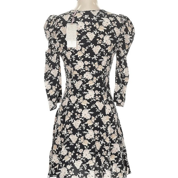 LOVESHACKFANCY Silk Floral Mini Dress 3/4 Sleeve Coquette Feminine NEW XXS 0 - Picture 4 of 10